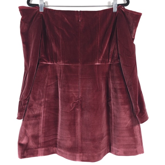 NWT Hutch Anthropologie Long-Sleeve Square-Neck Mini Dress Velvet Red Rouge - Picture 5 of 10